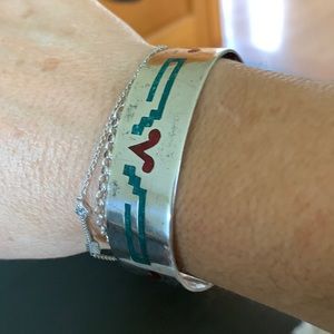Turquoise coral and silver cuff